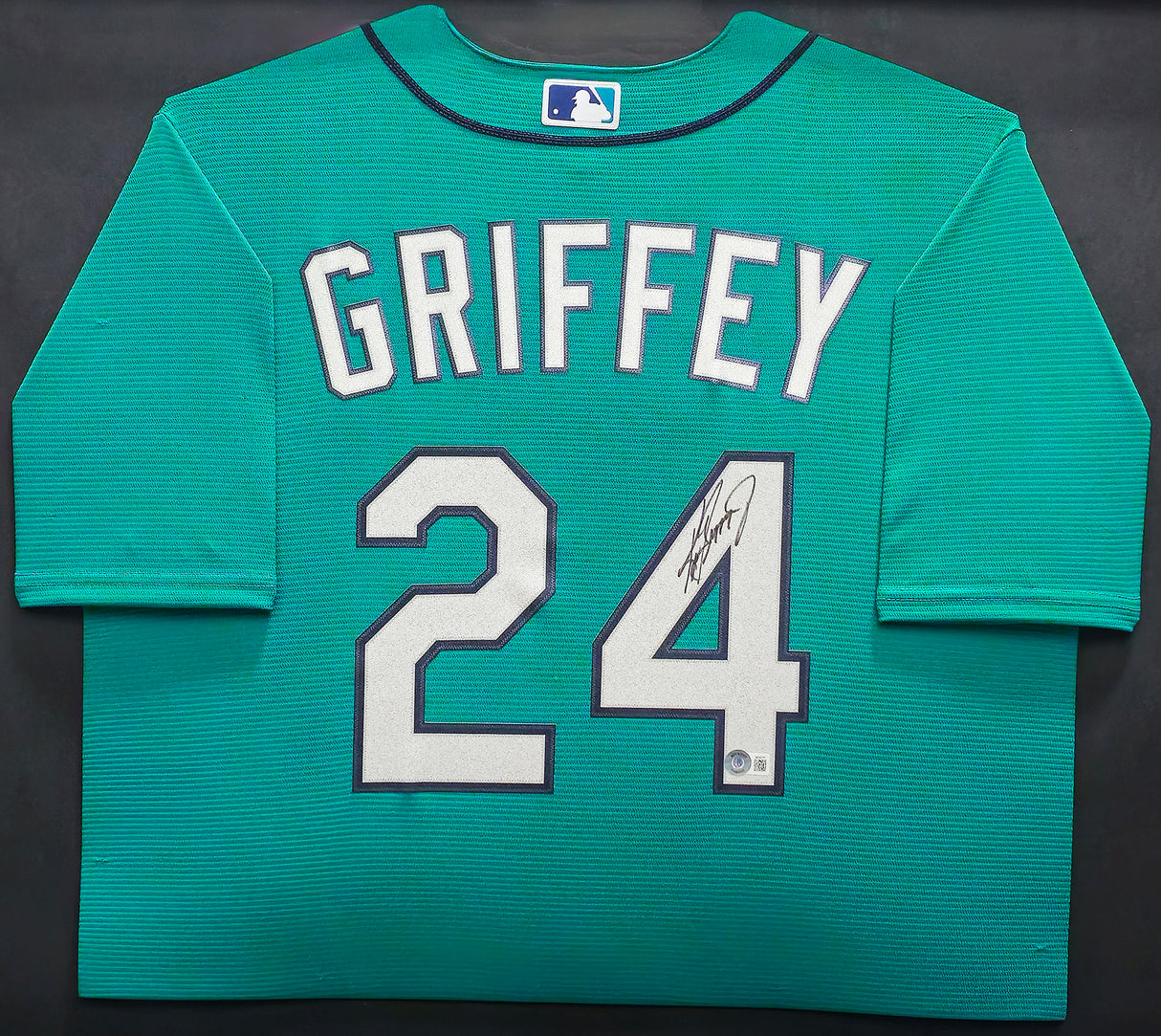 Seattle Mariners Ken Griffey Jr. Autographed Framed Teal Nike Jersey Beckett BAS Witness Stock #233874