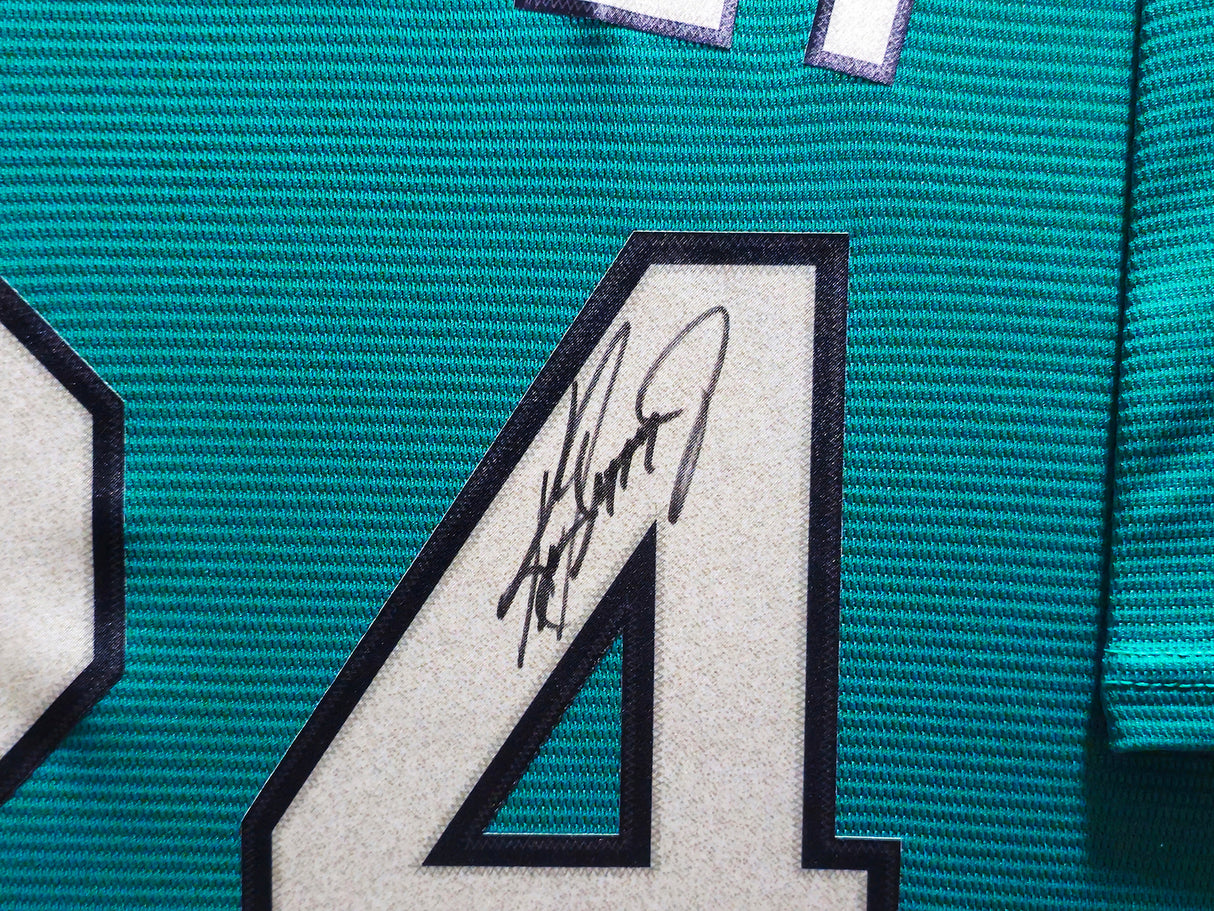 Seattle Mariners Ken Griffey Jr. Autographed Framed Teal Nike Jersey Beckett BAS Witness Stock #233874