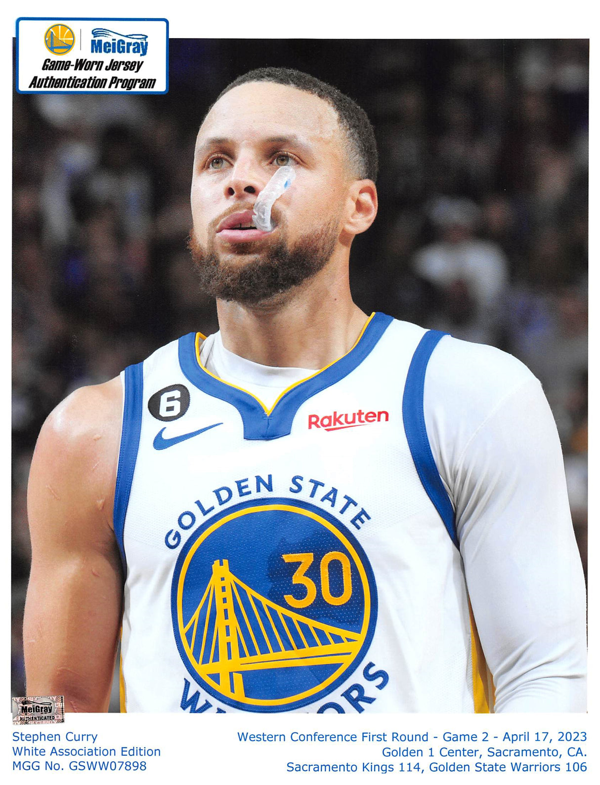 Warriors Stephen Curry Photo Matched 4/17/23 Game Worn White Nike Jersey NBA LOA