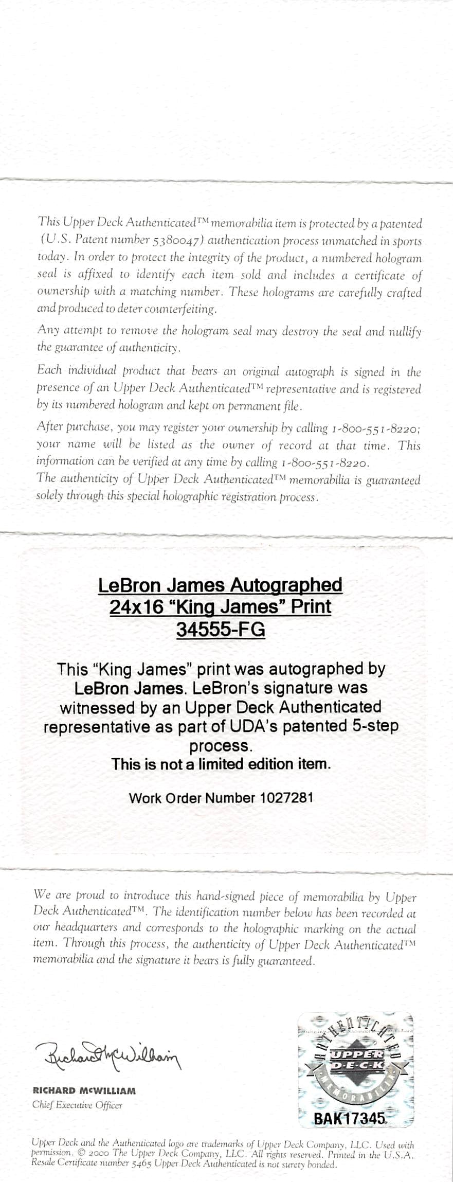 Cavaliers LeBron James "King James" Signed Framed 16x24 Photo UDA BAS & PSA LOA