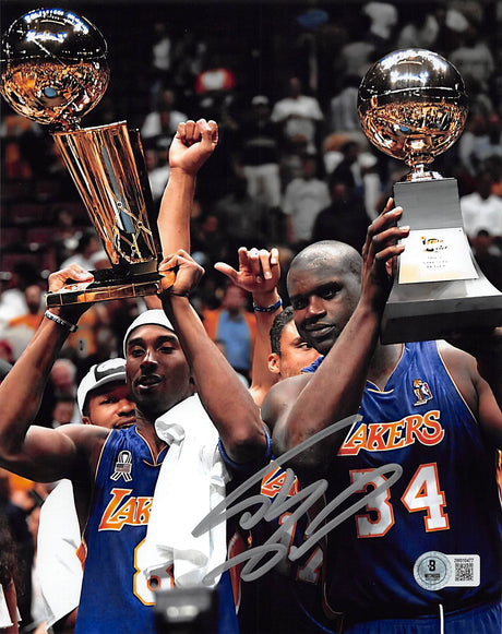 Lakers Shaquille O'Neal Signed 8x10 Vertical Finals MVP Photo BAS Witnessed