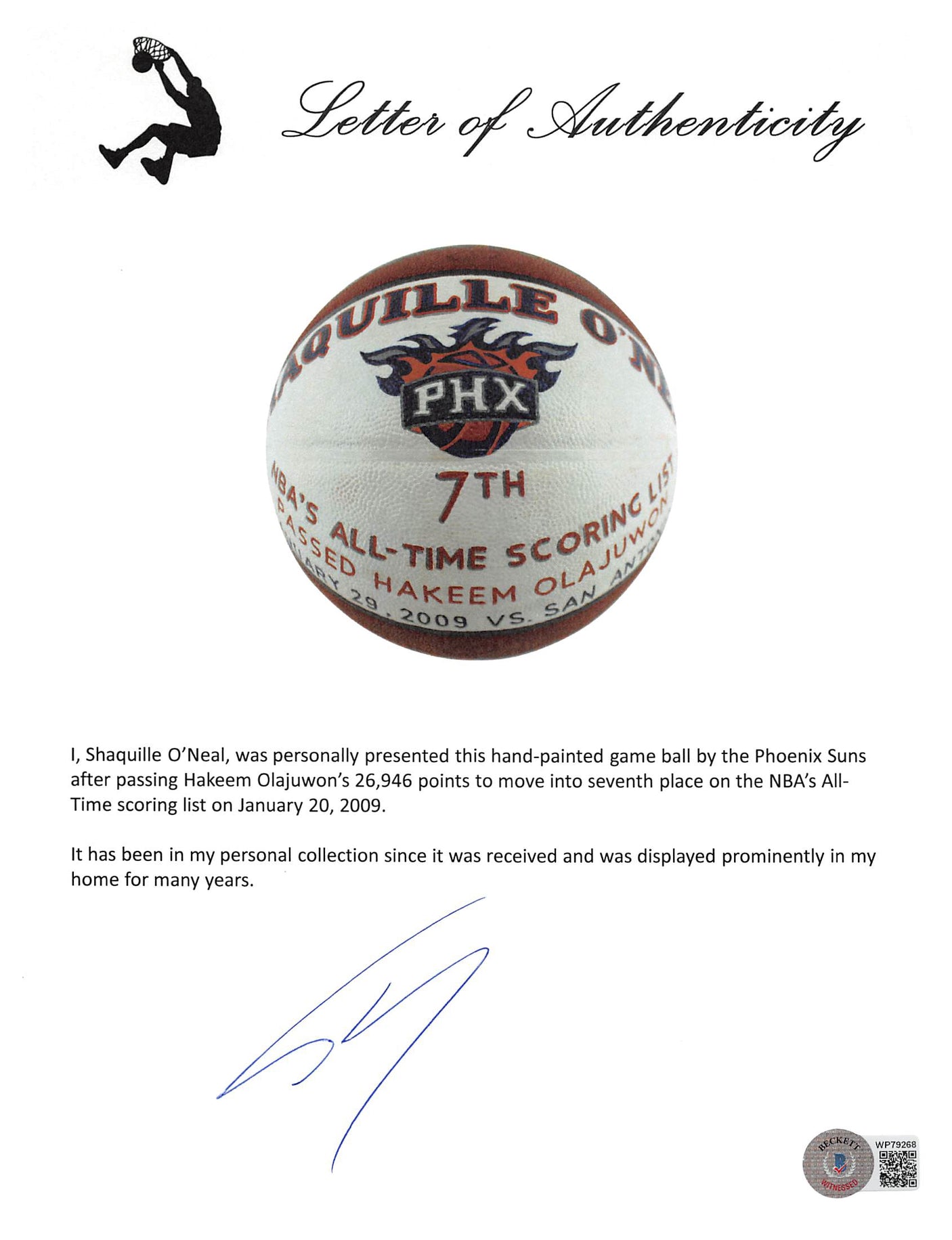 Shaquille O'Neal Game Used Basketball Reaching 7th On NBA Career Scoring List