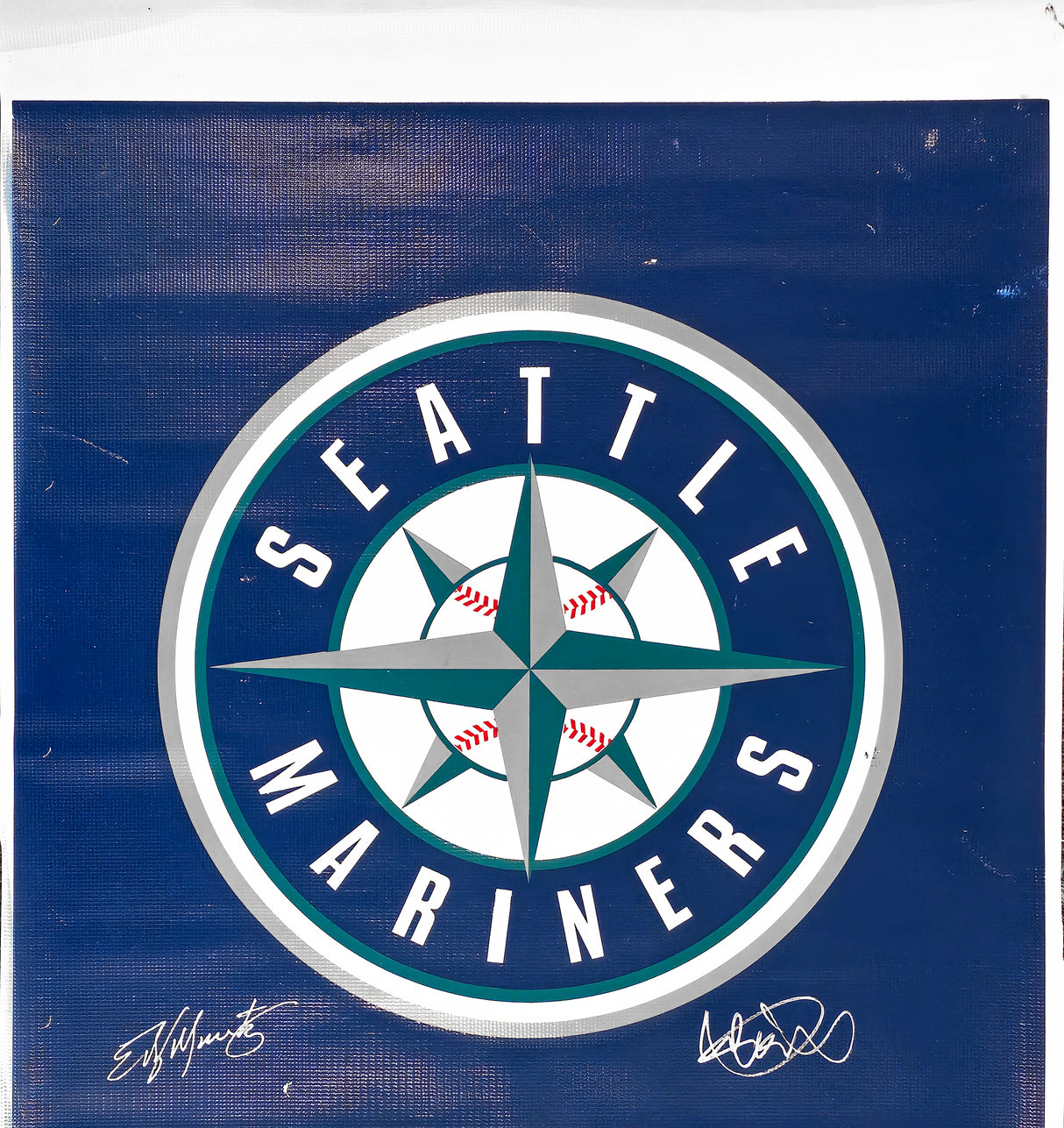 Ken Griffey Jr., Ichiro Suzuki & Edgar Martinez Autographed Safeco Field Used Stadium Banner Seattle Mariners Beckett BAS #AD43561