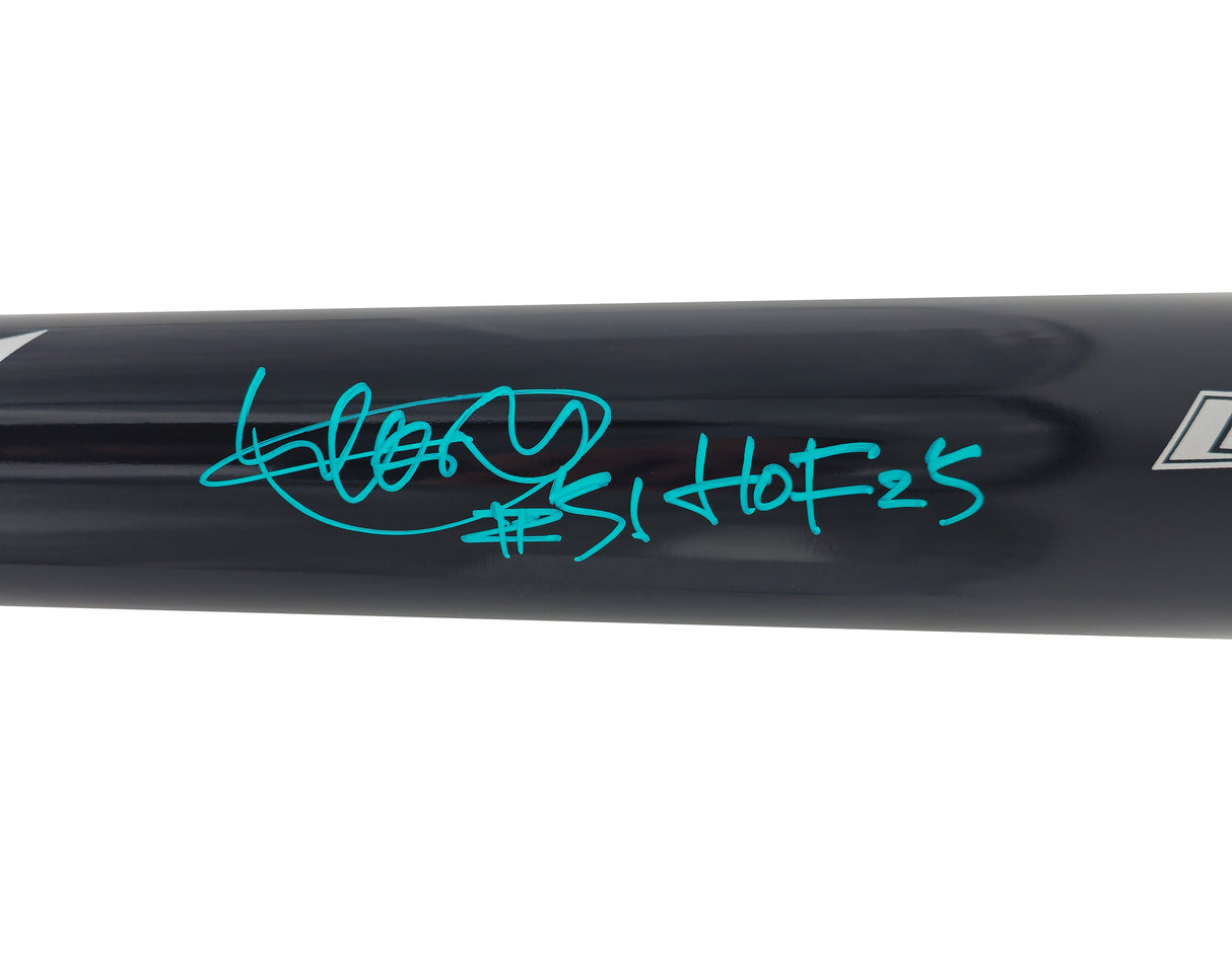 Ichiro Suzuki Autographed Black Mizuno Player Model Baseball Bat Seattle Mariners Signed In Teal "HOF 25" IS Holo & Beckett BAS Witness QR Stock #238322