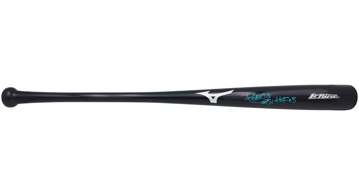 Ichiro Suzuki Autographed Black Mizuno Player Model Baseball Bat Seattle Mariners Signed In Teal "HOF 25" IS Holo & Beckett BAS Witness QR Stock #238322