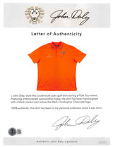 John Daly Authentic Signed Match Worn Orange Loudmouth Polo Shirt BAS #BK84782