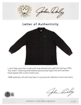 John Daly Signed Match Worn Black Long Sleeved Loudmouth Polo Shirt BAS #BK84775