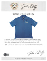 John Daly Auth Signed Match Worn Baby Blue Loudmouth Polo Shirt BAS #BK84733