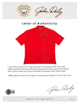 John Daly Authentic Signed Match Worn Red Pin High Polo Shirt BAS #BK84732JD133