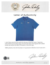 John Daly Authentic Signed Match Worn Blue Polo Shirt BAS #BK84740