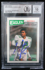 1987 Topps #296 Randall Cunningham Philadelphia Eagles BAS Autograph 10