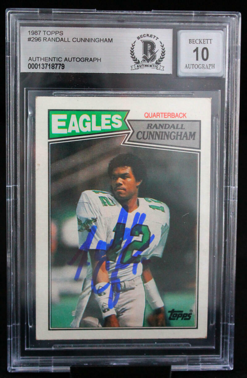 1987 Topps #296 Randall Cunningham Philadelphia Eagles BAS Autograph 10