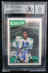 1987 Topps #296 Randall Cunningham Philadelphia Eagles BAS Autograph 10