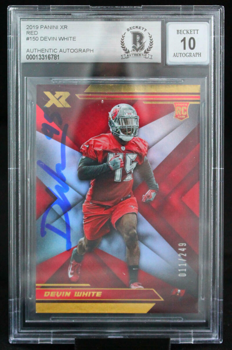 2019 Panini XR Red #150 Devin White 11/249 Tampa Bay Buccaneers BAS Autograph 10