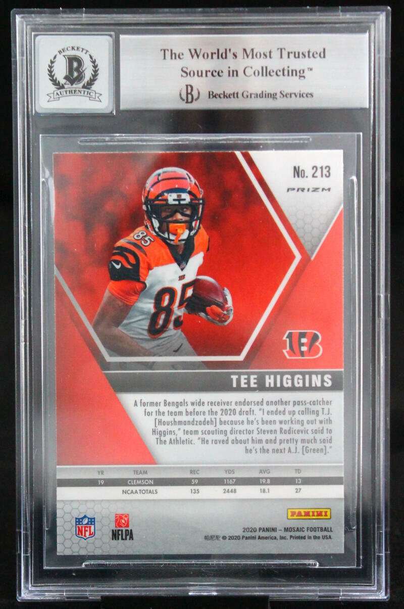 2020 Panini Mosaic Silver #213 Tee Higgins Bengals BAS Autograph 10