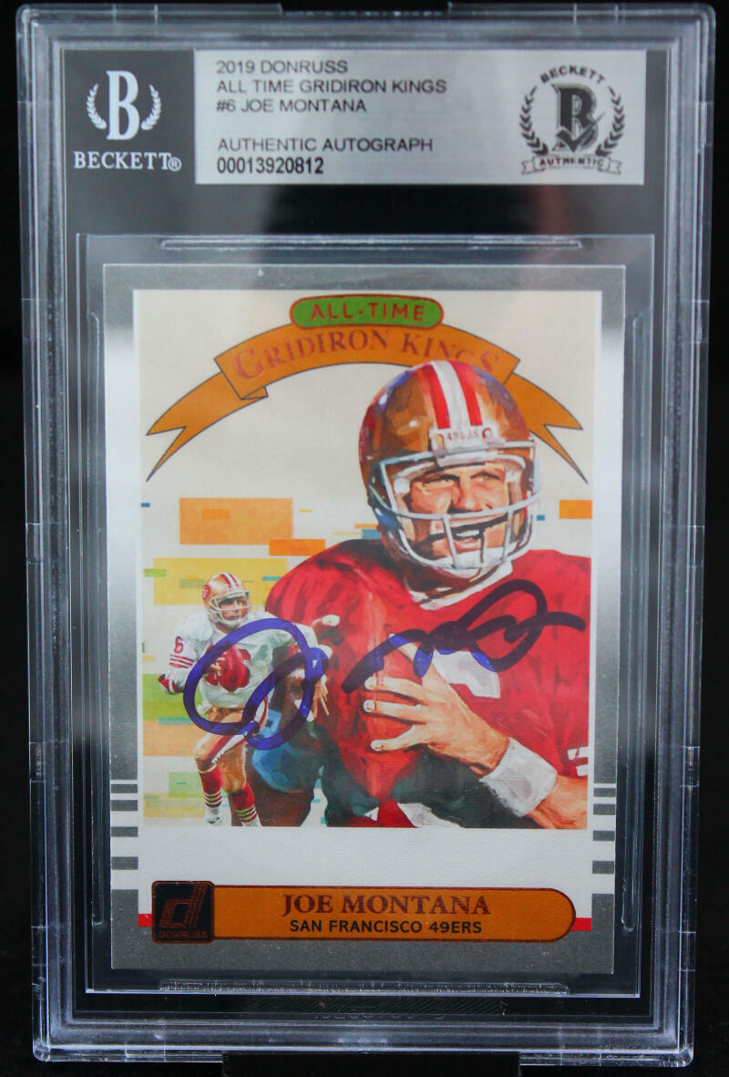 2019 Donruss All Time Gridiron Kings #6 Joe Montana 49ers Autograph Beckett Auth