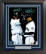 Ichiro Suzuki & Ken Griffey Jr. Autographed Framed 16x20 Photo Seattle Mariners Spotlight In Teal Beckett BAS Stock #236393