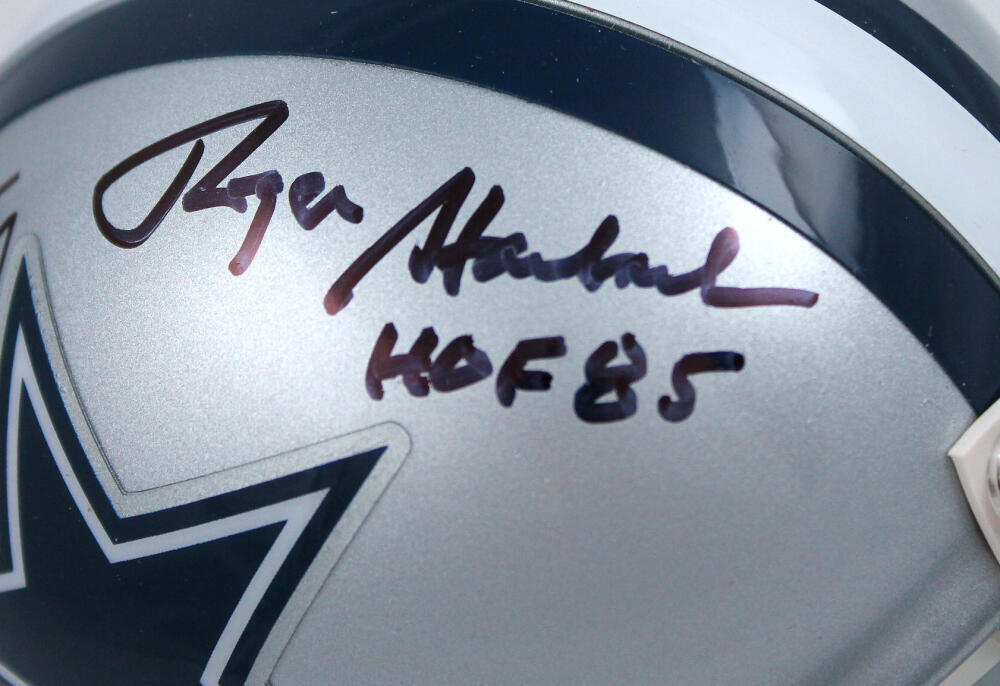 Roger Staubach/Tony Dorsett Autographed Dallas Cowboys Mini Helmet w/HOF-BAWHolo