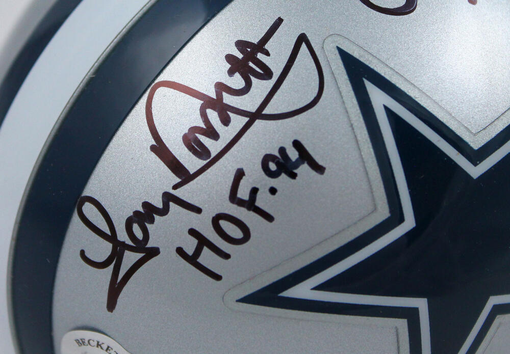 Roger Staubach/Tony Dorsett Autographed Dallas Cowboys Mini Helmet w/HOF-BAWHolo