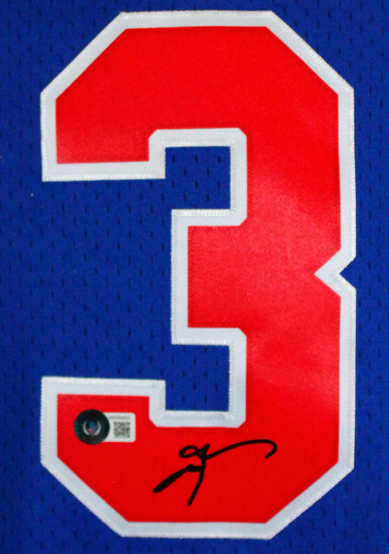 Allen Iverson Singed 76ers Blue M&N Hardwood Classic Swingman Jsy-Beckett W Holo