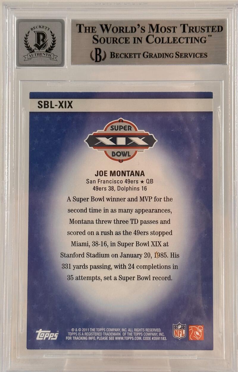 2011 Topps Super Bowl Legends #SBLXIX Joe Montana 49ers BAS Autograph 10