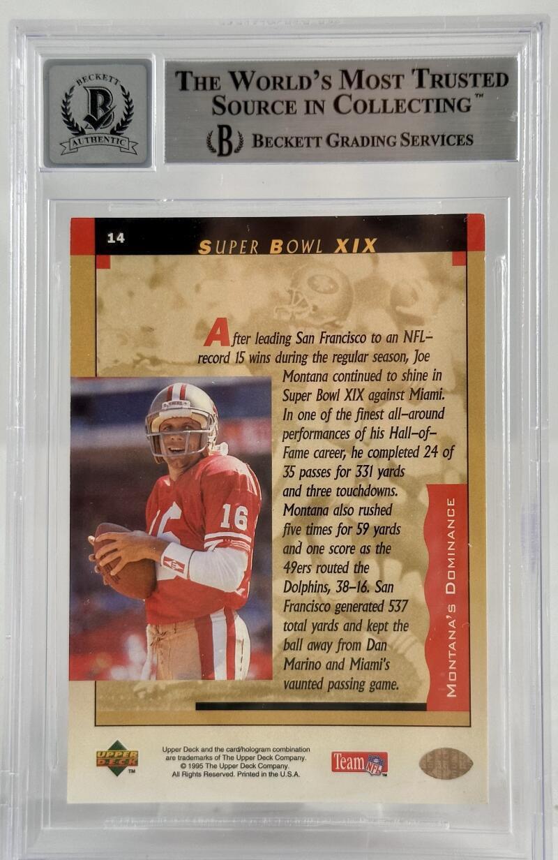 1995 Upper Deck Box Set #14 Joe Montana Auto SF 49ers BAS Autograph 10