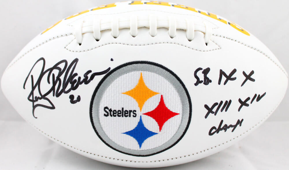 Rocky Bleier Signed Pittsburgh Steelers Logo Football w/SB Champs-Beckett W Holo