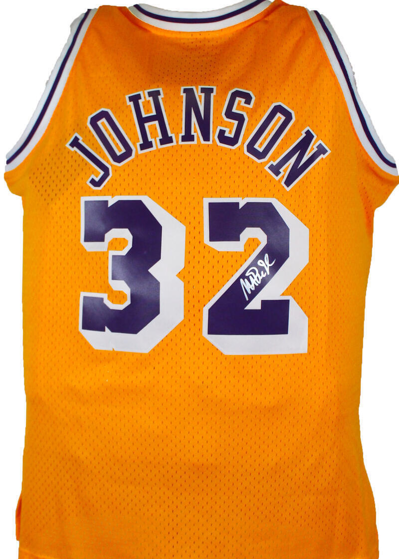 Magic Johnson Signed Lakers Gold Mitchell&Ness HWC Swingman Jersey-BeckettW Holo