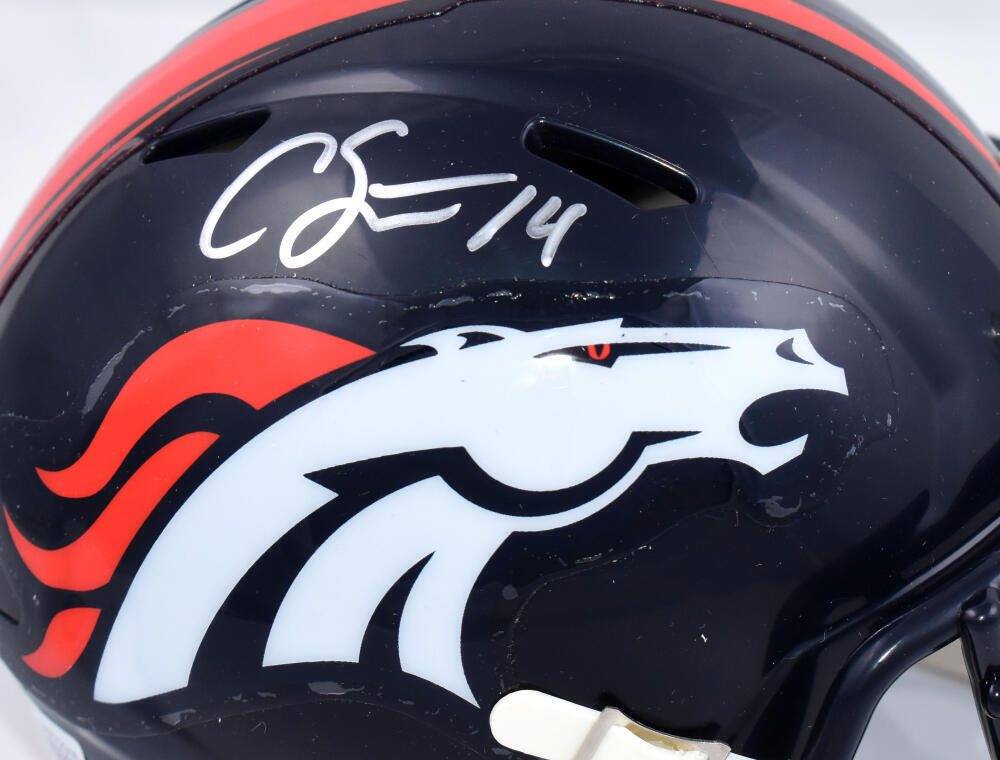 Courtland Sutton Autographed Denver Broncos Speed Mini Helmet- Beckett W Holo