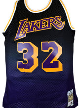 Magic Johnson Signed Lakers Fadeaway Black Mitchell & Ness Swingman Jsy-BAWHolo