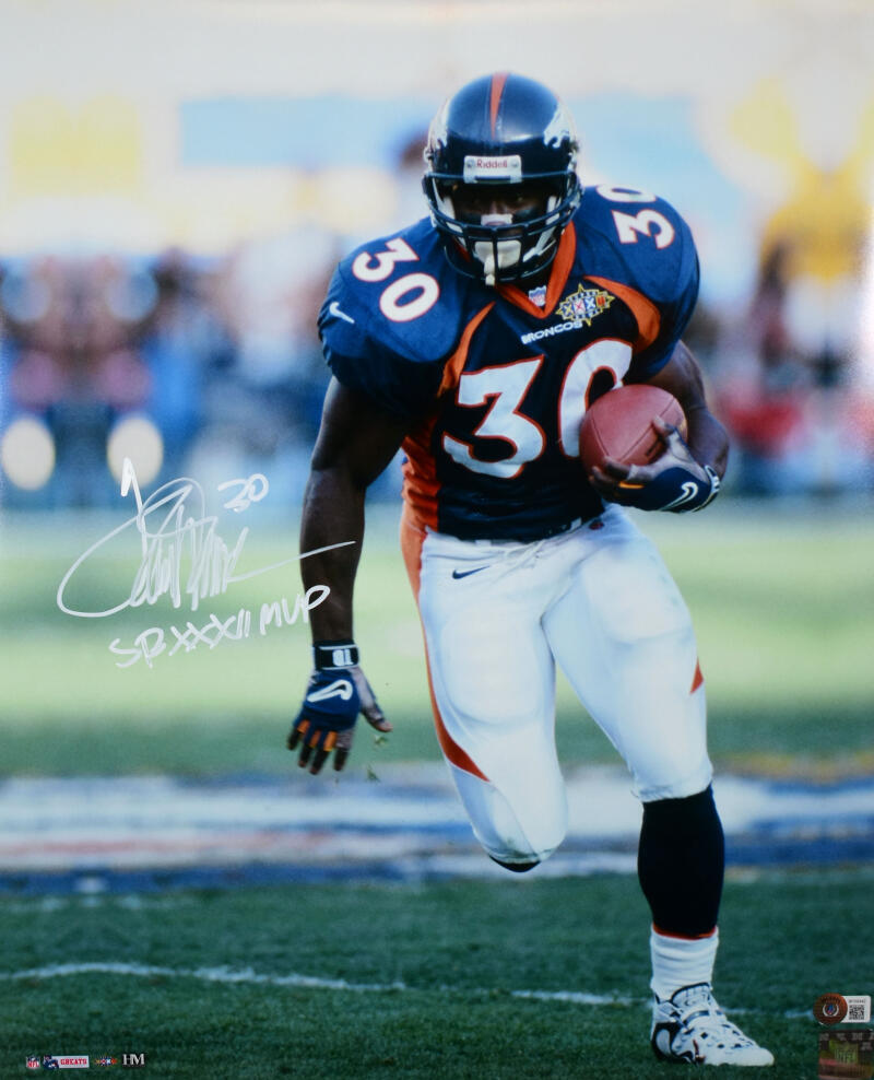 Terrell Davis Signed Broncos 16x20 Running Photo W/SB MVP- Beckett W Holo *White