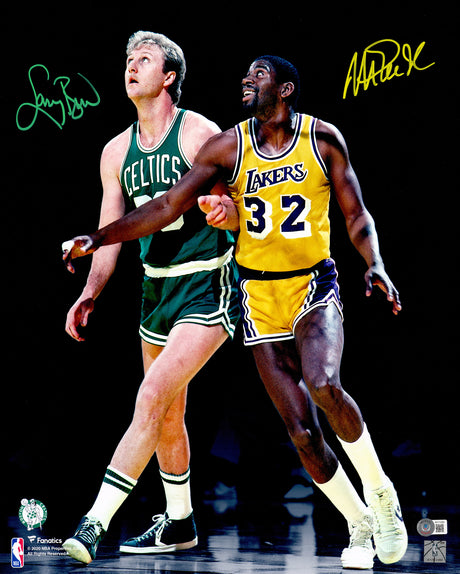 Larry Bird & Magic Johnson Autographed Framed 16x20 Photo Beckett BAS Witness Stock #234604