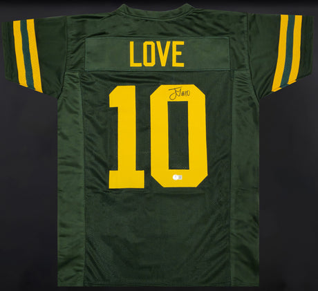 Green Bay Packers Jordan Love Autographed Framed Green Jersey Beckett BAS Witness Stock #236450