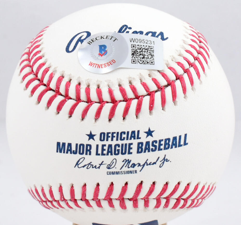 Rickey Henderson Autographed Rawlings OML Baseball - Beckett W Hologram *Blue