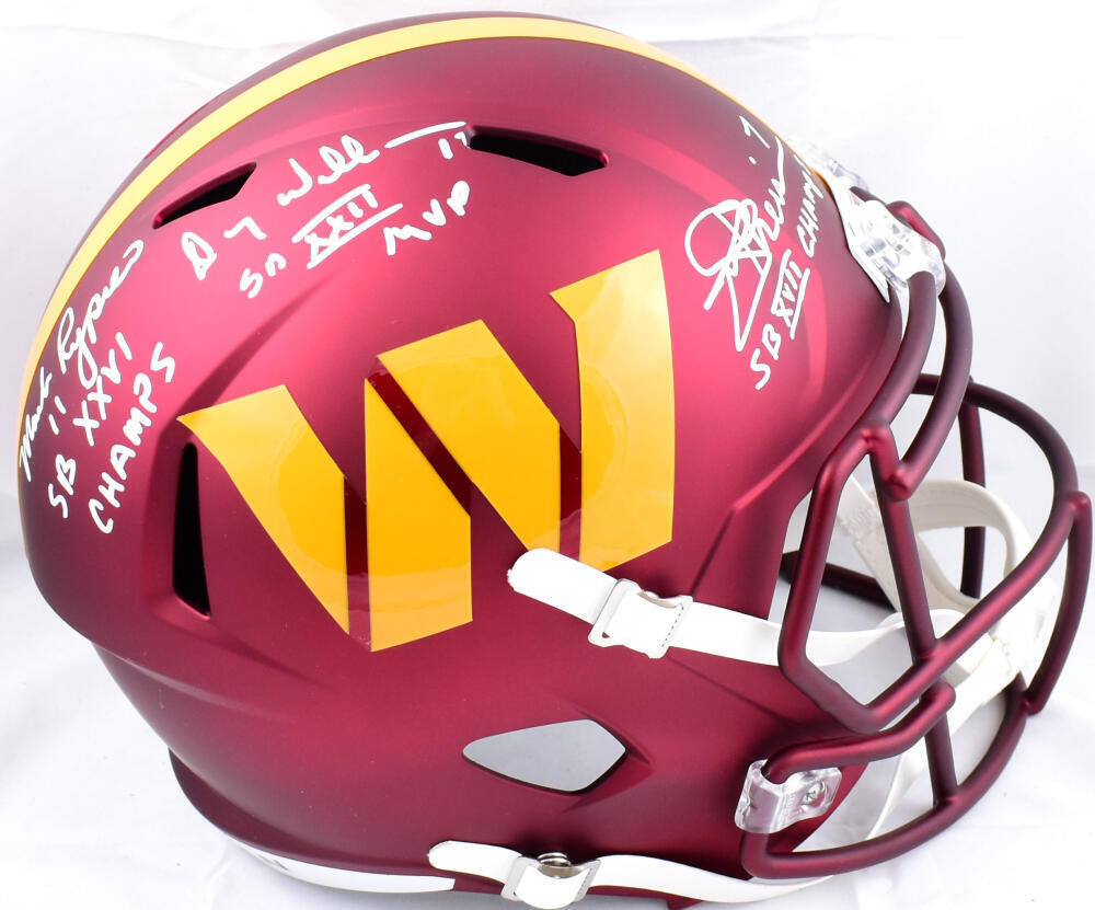 Williams Rypien Theismann Signed Commanders F/S Speed Helmet W/SB Ins.-Beckett W