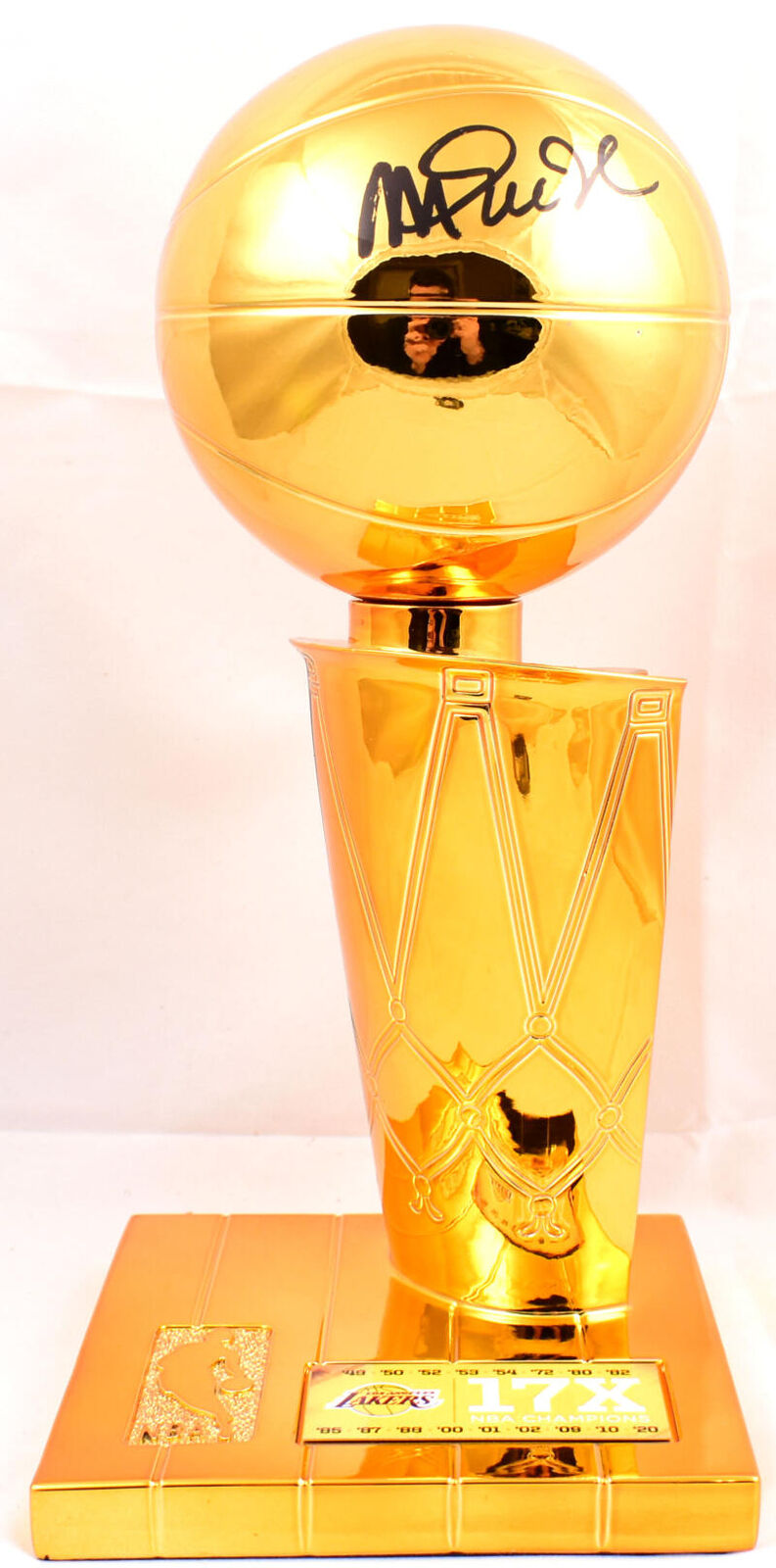 Magic Johnson Los Angeles Lakers Autographed 12'' Mini NBA Trophy-Beckett W Holo