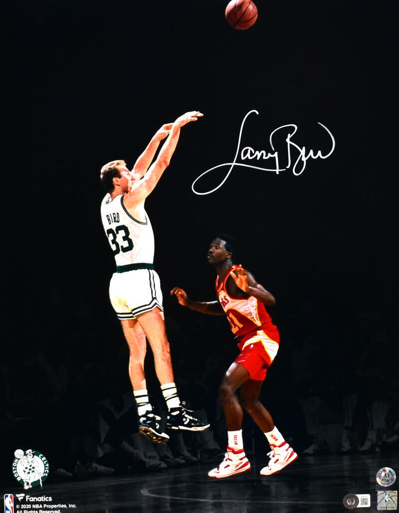 Larry Bird Signed Celtics 16x20 Spotlight w/Dominique Wilkins Photo- Beckett W