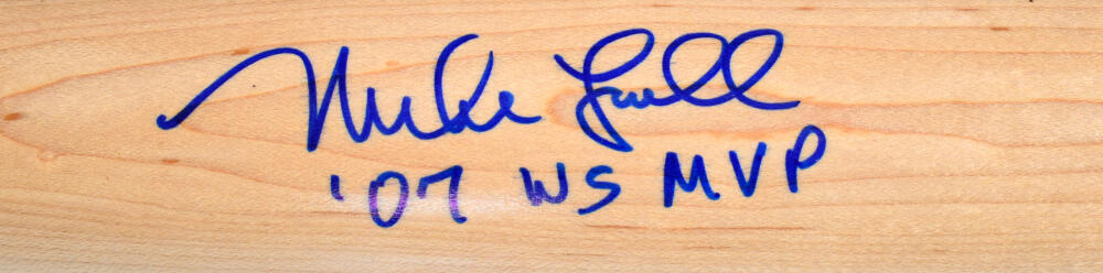 Mike Lowell Signed Louisville Slugger Baseball Bat w/07 WS Champs-Beckett W Holo