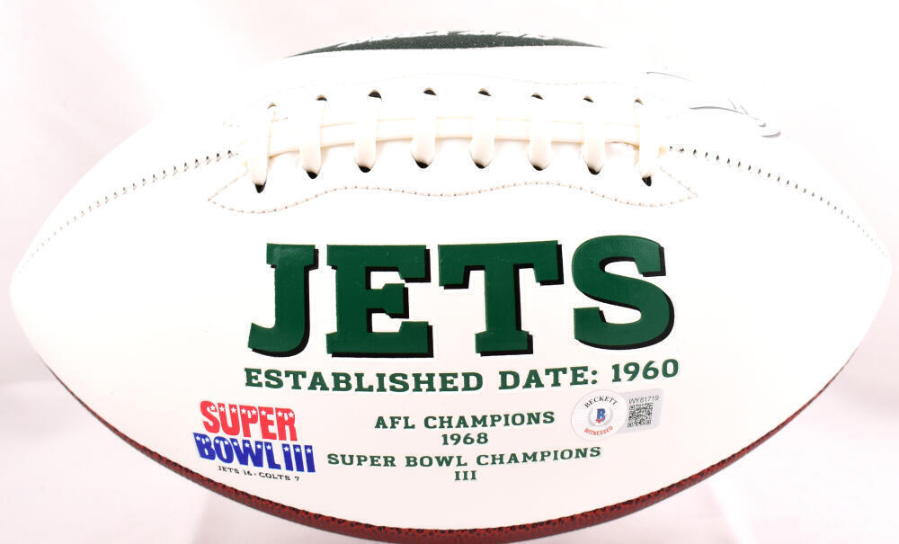 Wayne Chrebet Autographed New York Jets Logo Football - Beckett W Hologram