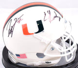 Ray Lewis Ed Reed Signed Miami Hurricanes White Schutt Mini Helmet-BA W Hologram