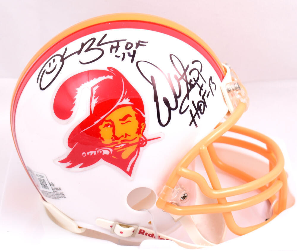 Warren Sapp D. Brooks Signed Buccaneers 76-96 Mini Helmet w/HOF-Beckett W Holo