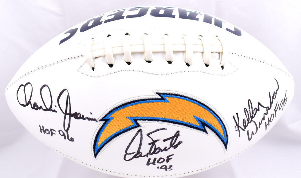 Winslow Fouts Joiner Autographed Chargers Logo Football w/HOF- Beckett W Holo