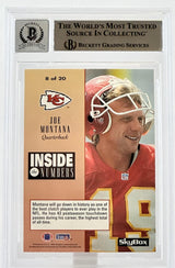 1994 Skybox Premium Inside the Numbers #8 Joe Montana Auto KC Chiefs BAS Auto 10