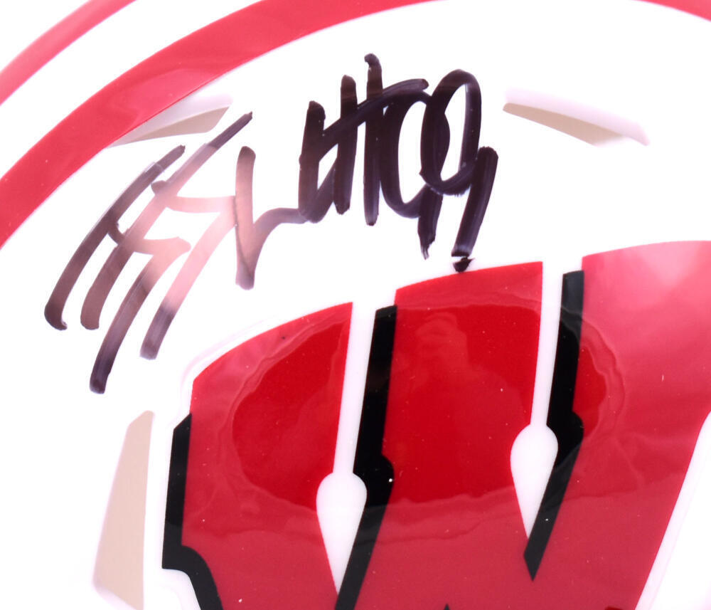 JJ Watt Autographed Wisconsin Badgers Speed Mini Helmet-Beckett W Hologram*Black