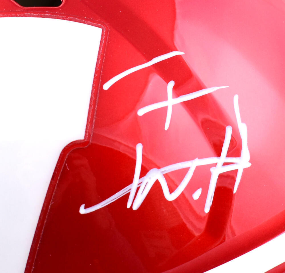 Derek TJ JJ Watt Signed Wisconsin F/S Flash Speed Authentic Helmet- BA W Holo