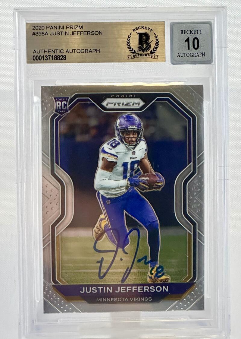 2020 Panini Prizm #398A Justin Jefferson Auto Minnesota Vikings BAS Autograph 10