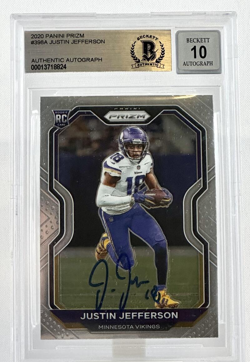 2020 Panini Prizm #398A Justin Jefferson Auto Minnesota Vikings BAS Autograph 10