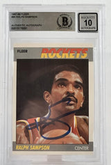 1987-88 Fleer #95 Ralph Sampson Auto Houston Rockets BAS Autograph 10