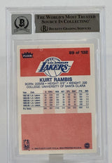 1986-87 Fleer #89 Kurt Rambis Auto Los Angles Lakers BAS Autograph 10