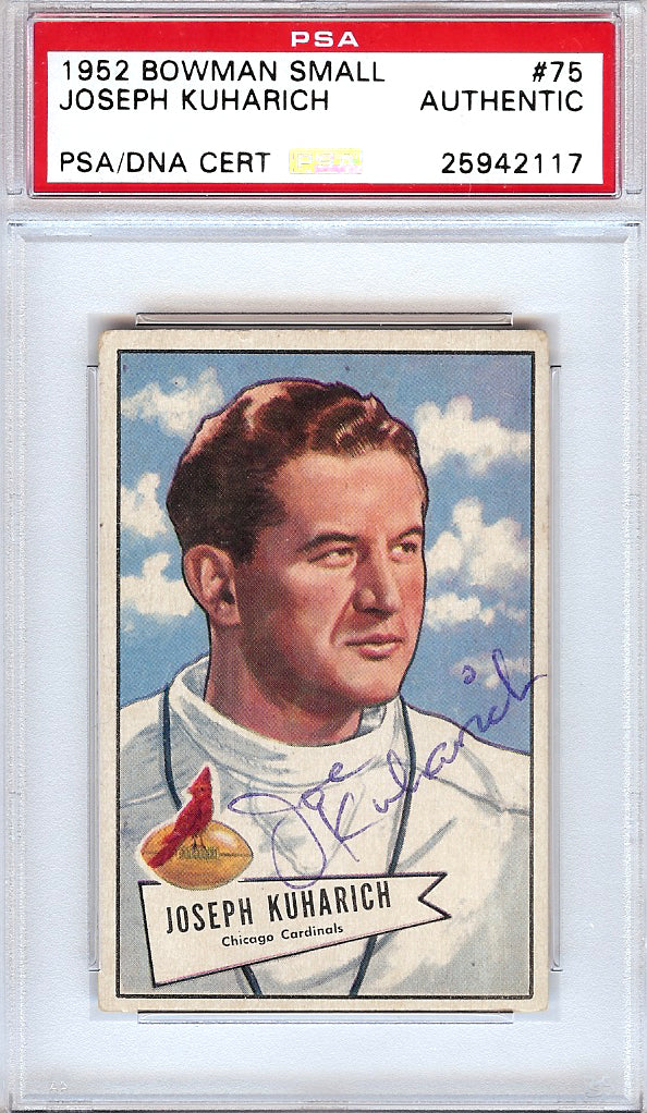 Joseph Kuharich Autographed 1952 Bowman Small Card #75 Notre Dame Fighting Irish PSA/DNA #25942117